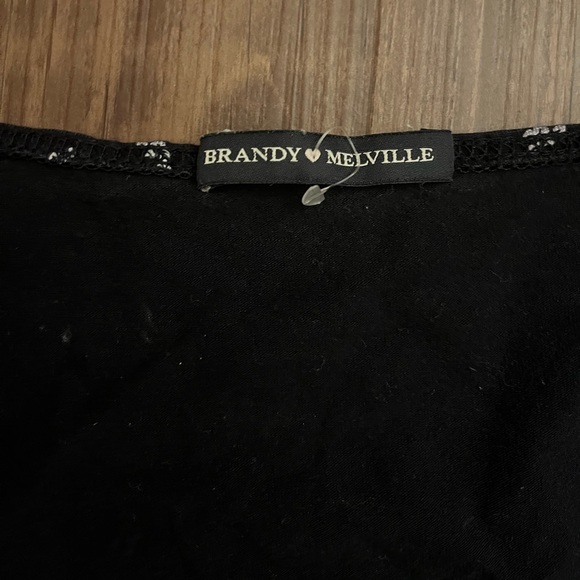 Brandy Melville Navy Blue Flower Tie Front Crossover Top - Picture 4 of 4